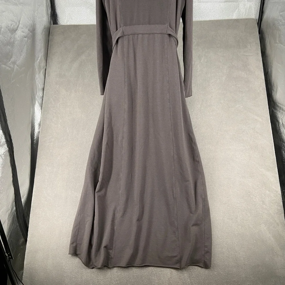 Lunya Restoration Long Robe Charcoal Grey Wrap Front Belted Maxi Loungewear L/XL